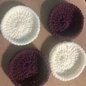 Handcrafted Crochet Coasters Set - White and Purple